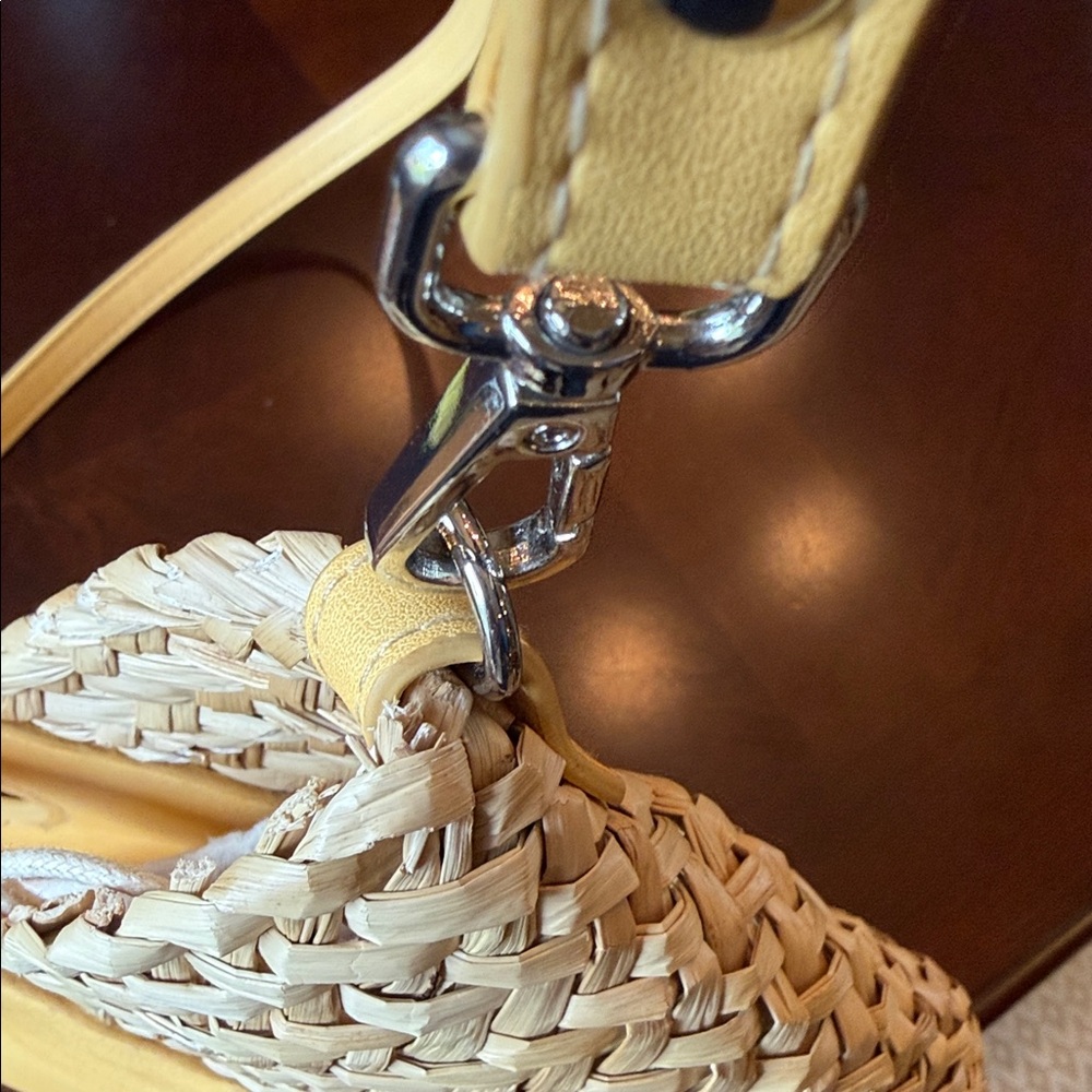 Mango MNG Straw Woven Basket Bag Yellow Crossbody Mini Tote NWOT - Picture 15 of 16